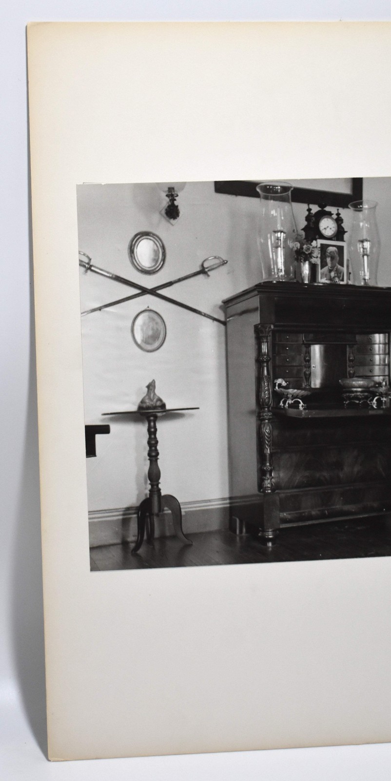 Vtg J.W. Howlett Black + White Photograph Focusing on a Large Piece of Furniture