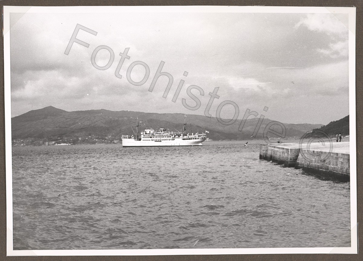 Photo Spain Vigo Port Ship Passenger Steamer Pier 1950s