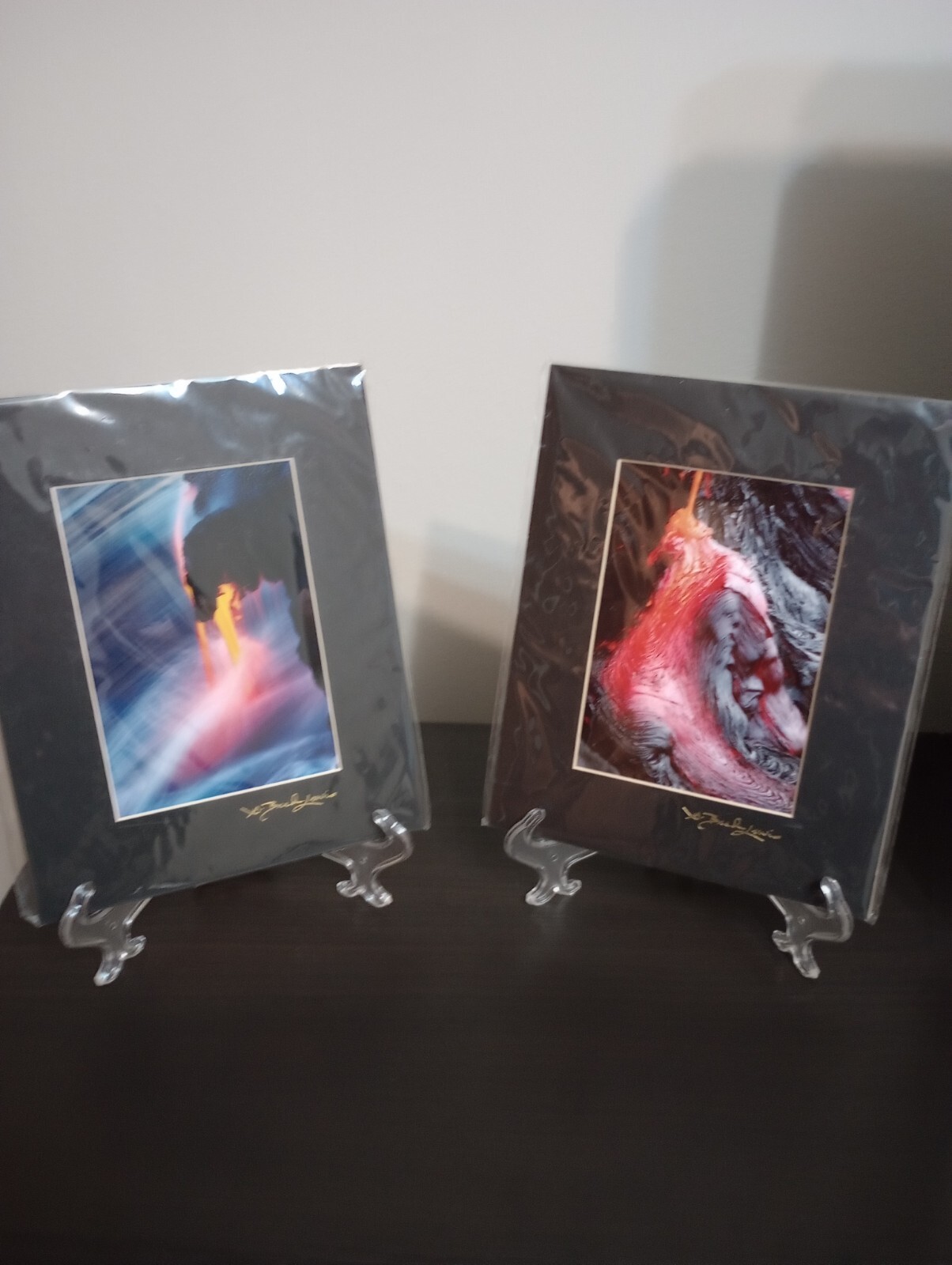 2 Amazing G. Brad Lewis Lava Photographs Signed 9″X8″