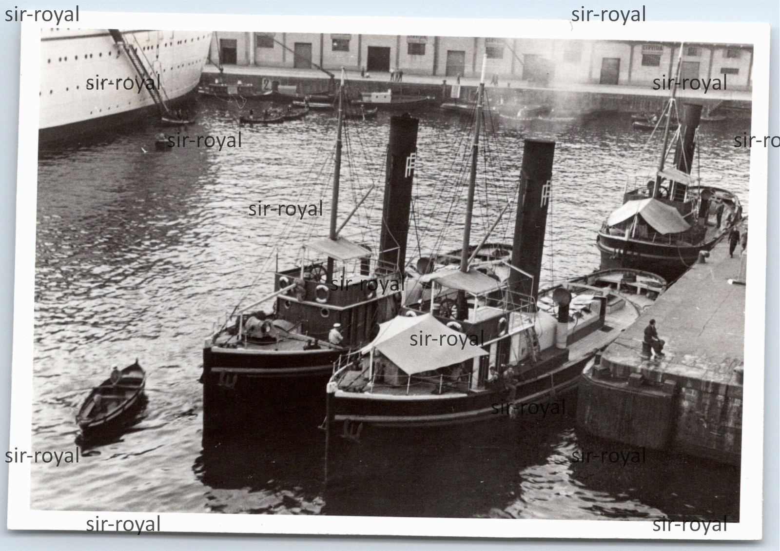 Genoa 1937 – Steamships in Port – Italy 1930s – Photo 9x6cm
