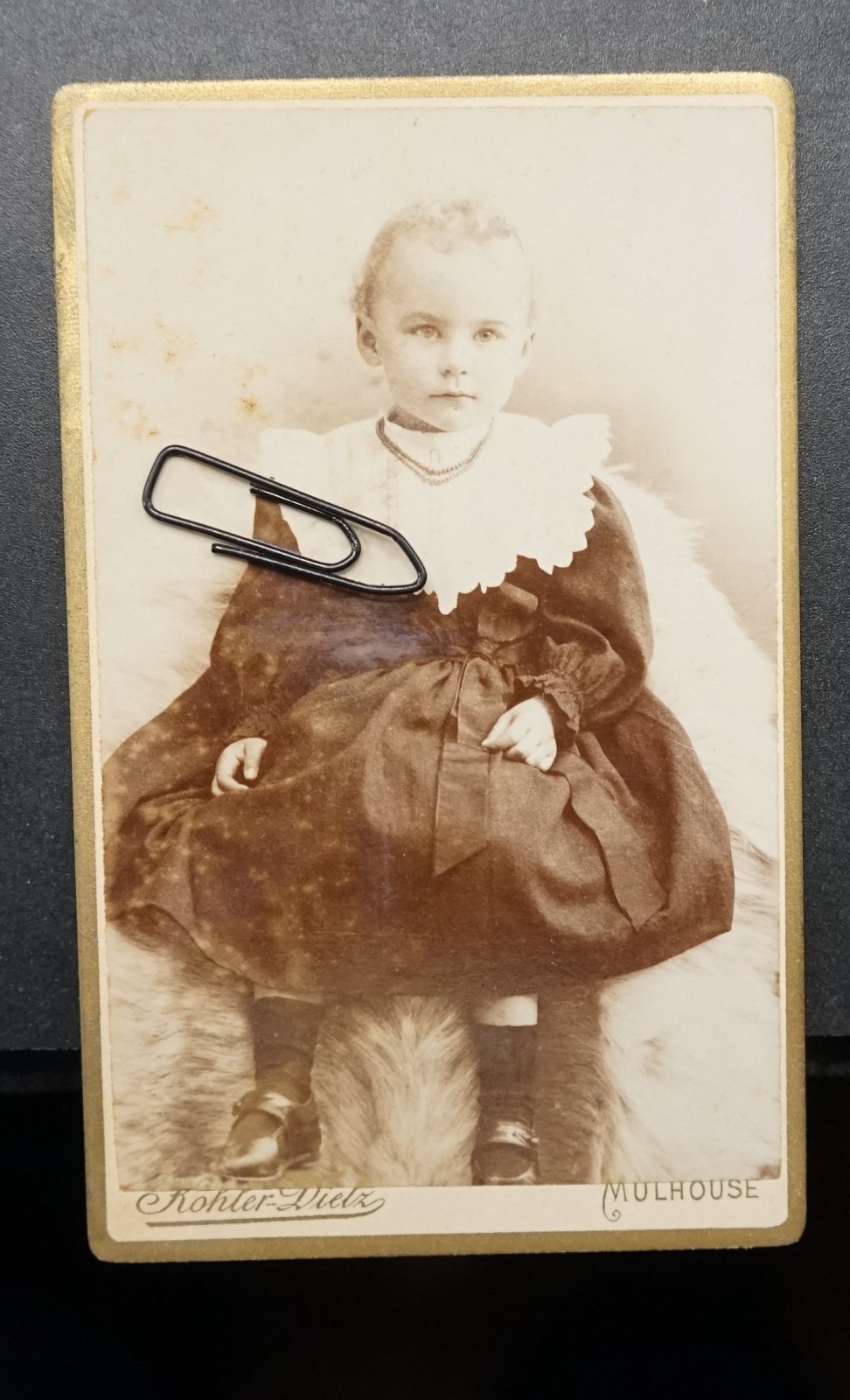 Photo Portrait CDV KAB France Mulhouse Alsace Child Baby Model 1896 Dress Old