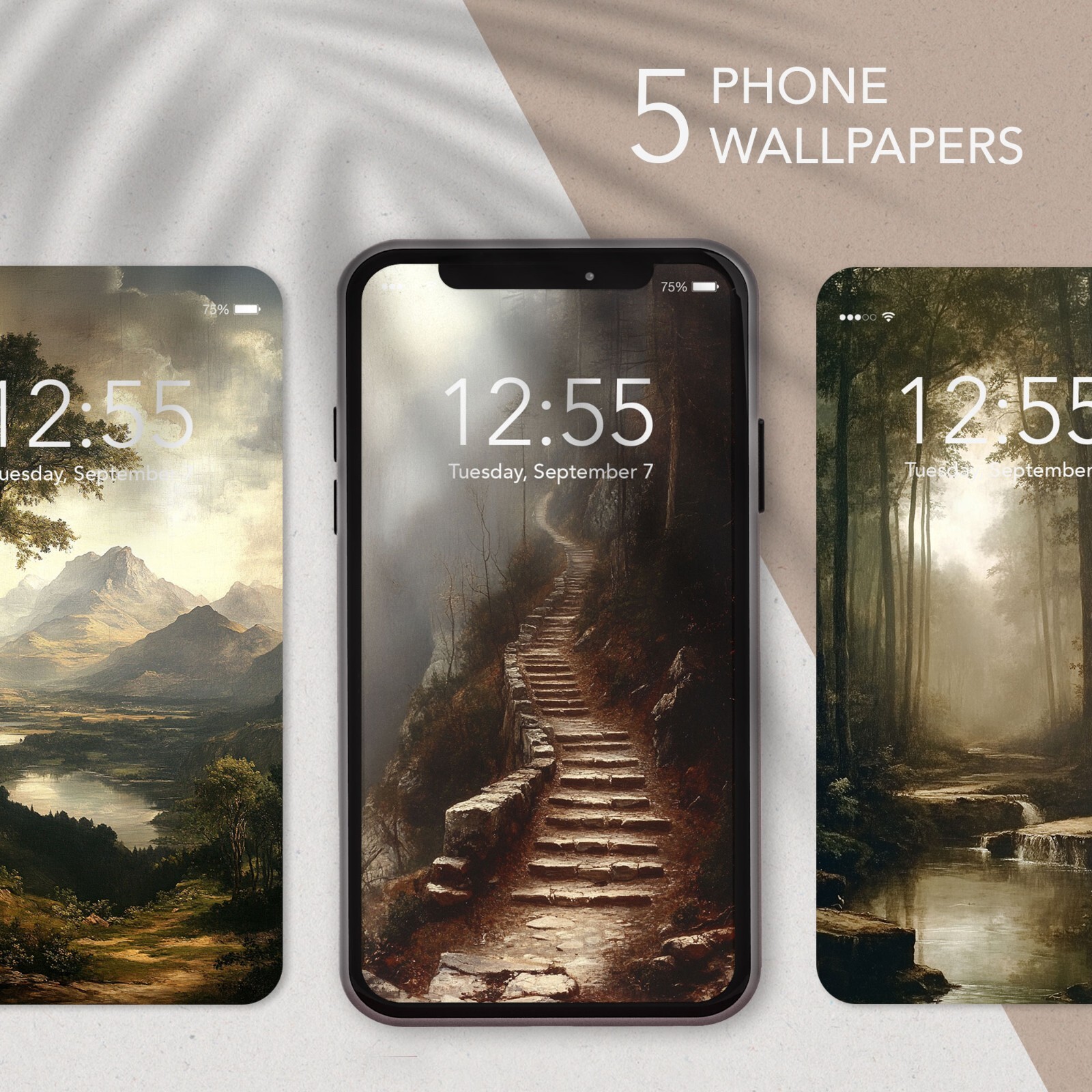 Vintage Landscape Painting Phone Background 1900s Aesthetic Dark Art Wallpaper