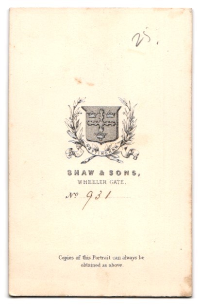 Photograph Shaw & Sons, Nottingham, Wheeler Gate, Handsome Boy in Fashion K