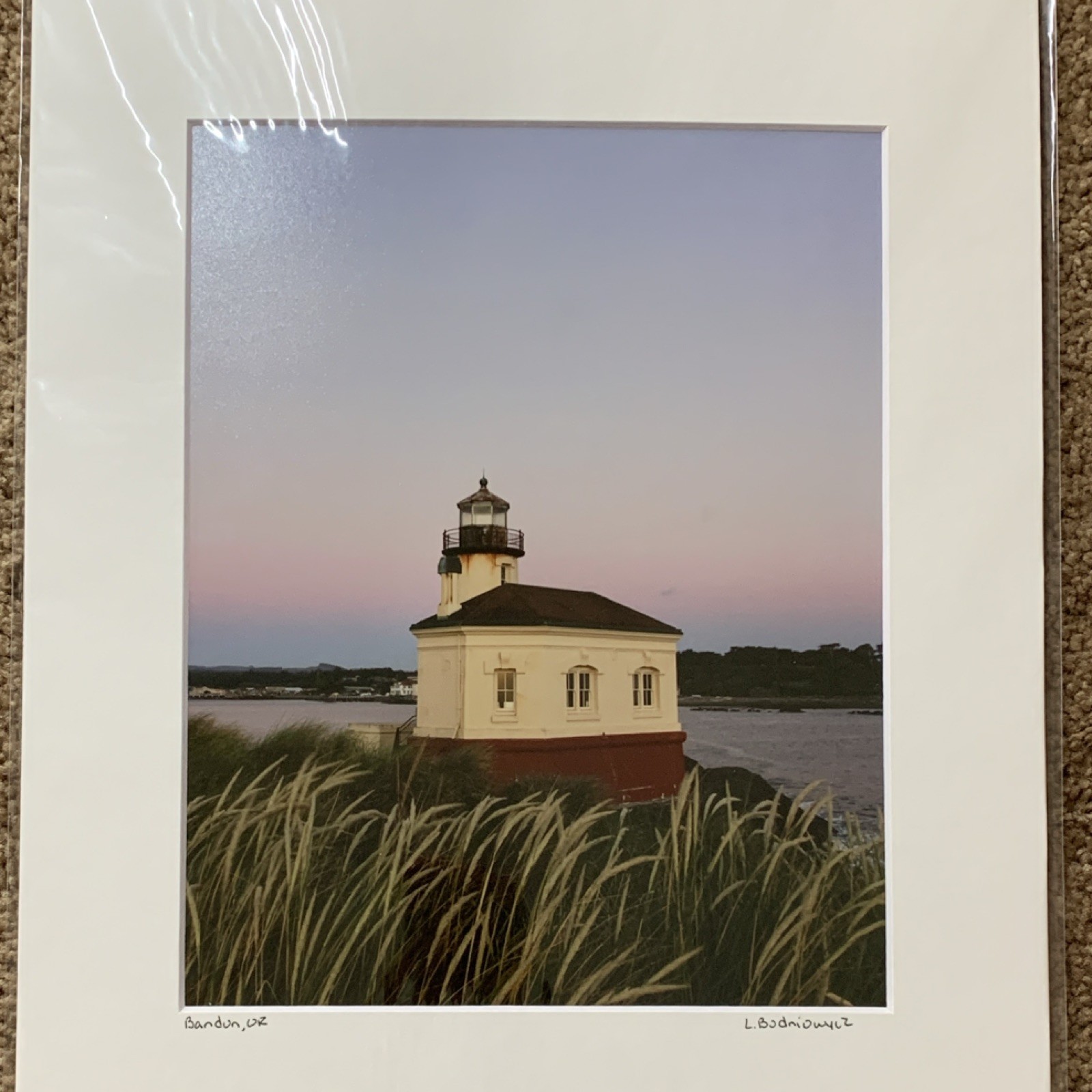 Bandon Oregon Photography Print – Coquille River Lighthouse Signed and Matted