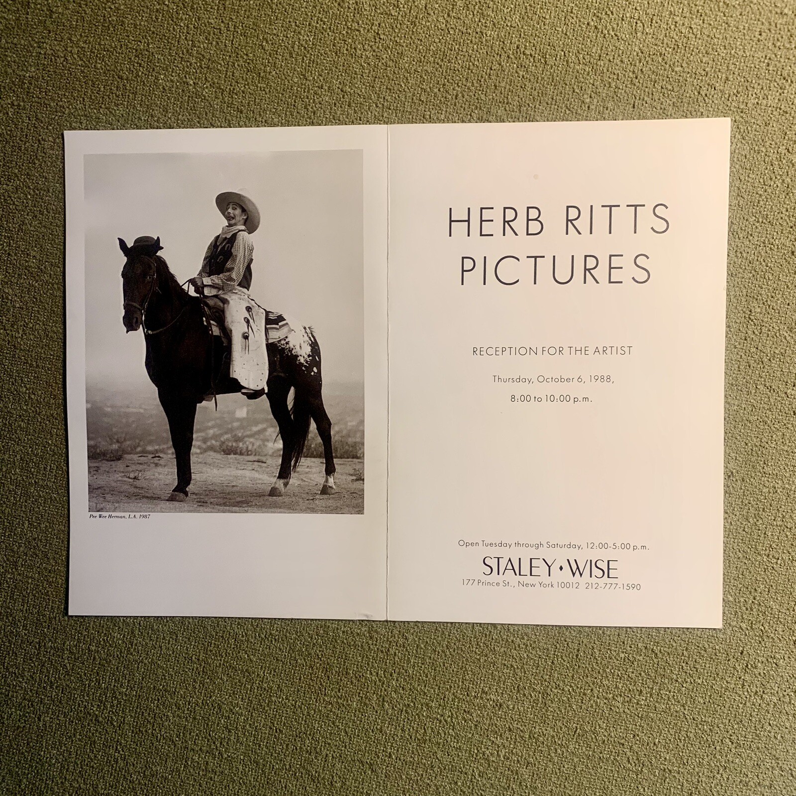 Herb Ritts Pictures 1988 Photography Exhibition Announcement Card