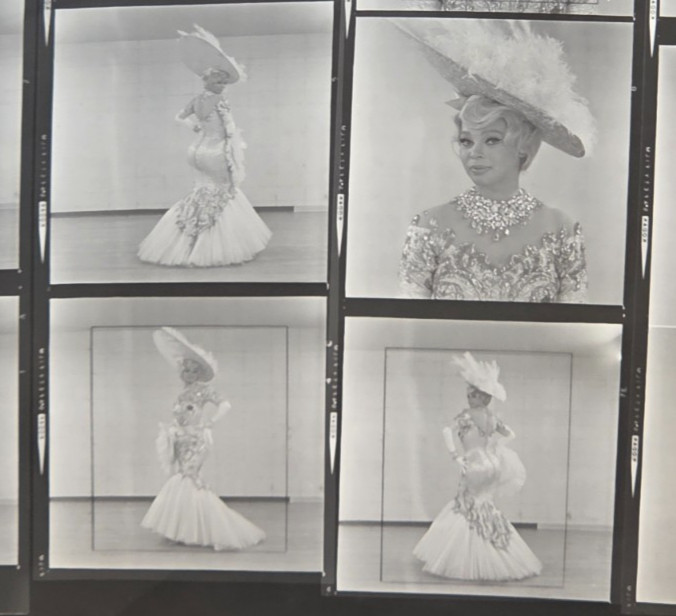 NEWLY FOUND! Hendrickson PHOTO Contact Sheet Proof JULIET PROWSE IN GOWN & HAT