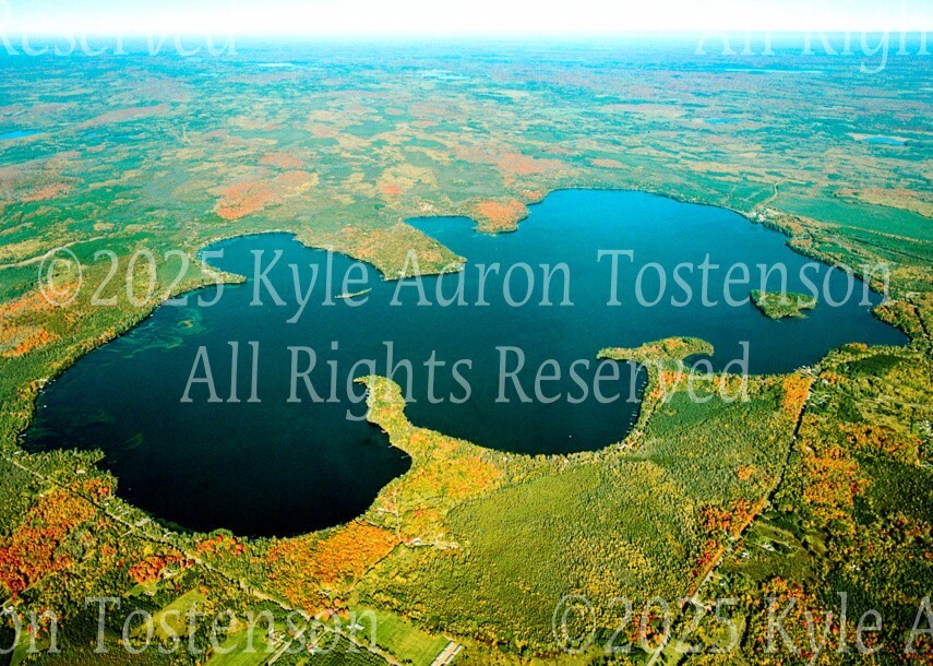 Pelican Lake, Oneida County, Wisconsin Overhead Aerial Photo. Frame Optional.