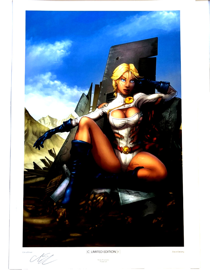 POWER GIRL EHNOT EXCLUSIVE LIMITED EDITION SIGNED ART PRINT NM+