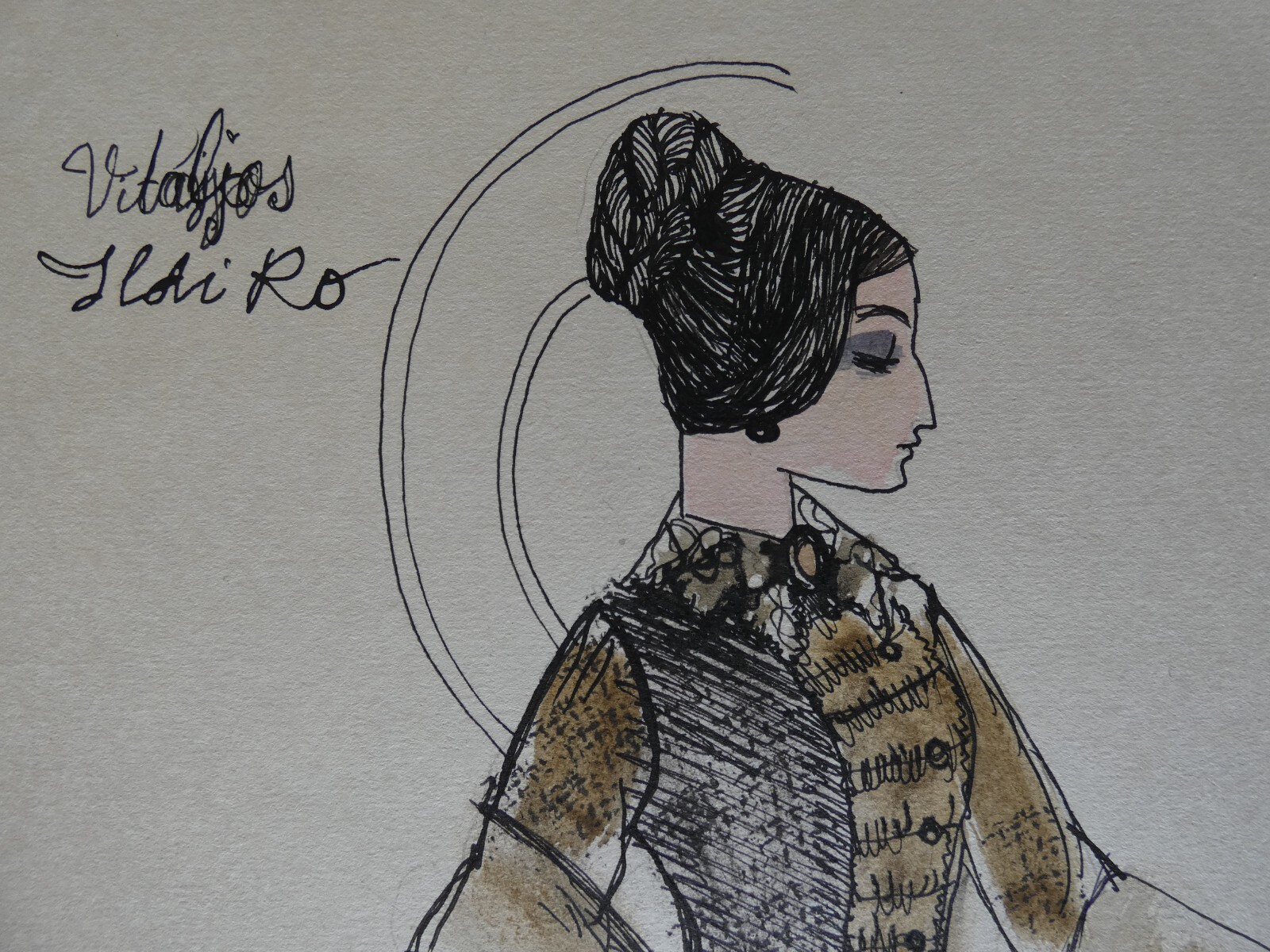 Slotiro – Lady-in-waiting, mixed media, autographed, 1977