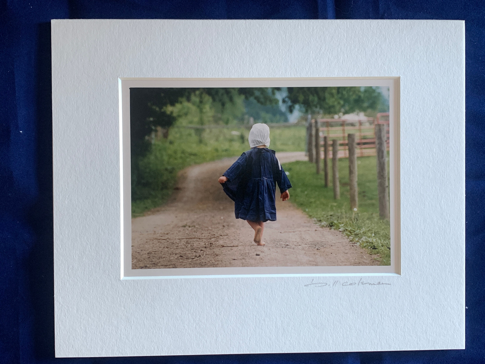 Bill Coleman Amish Photograph – girl walking down lane – Signed & Matted