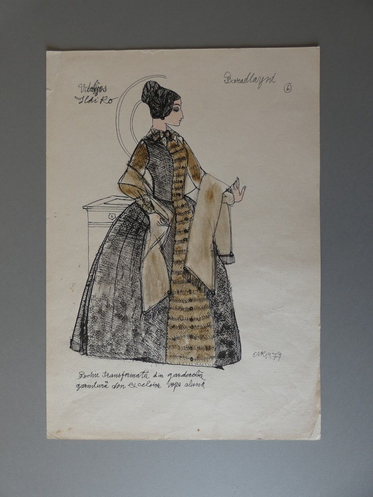 Slotiro – Lady-in-waiting, mixed media, autographed, 1977