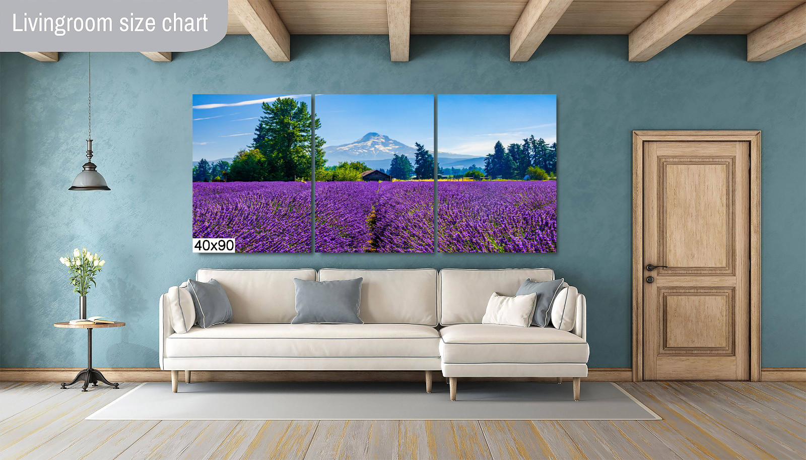 Lavender Dreams: Mt Hood Lavender Fields Landscape Wall Art Flower Print
