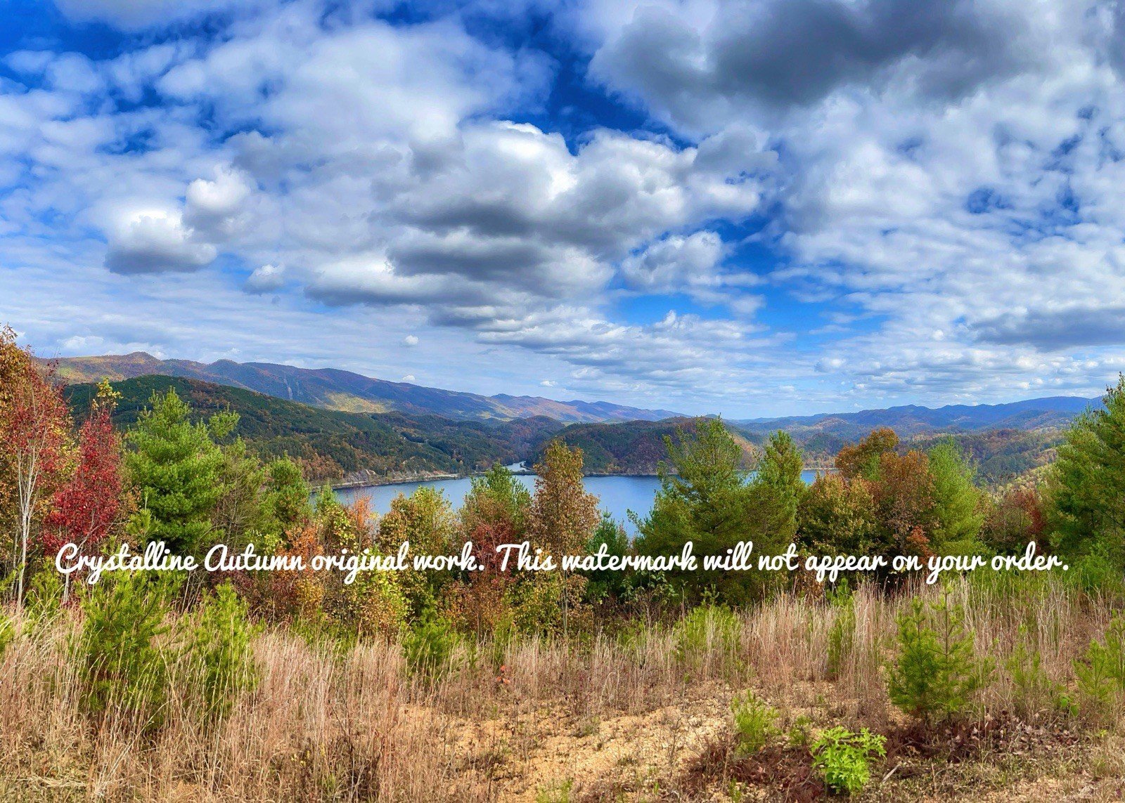 8×10 Autumn Colorful Landscape Overlook With Clouds Giclee Photography Print