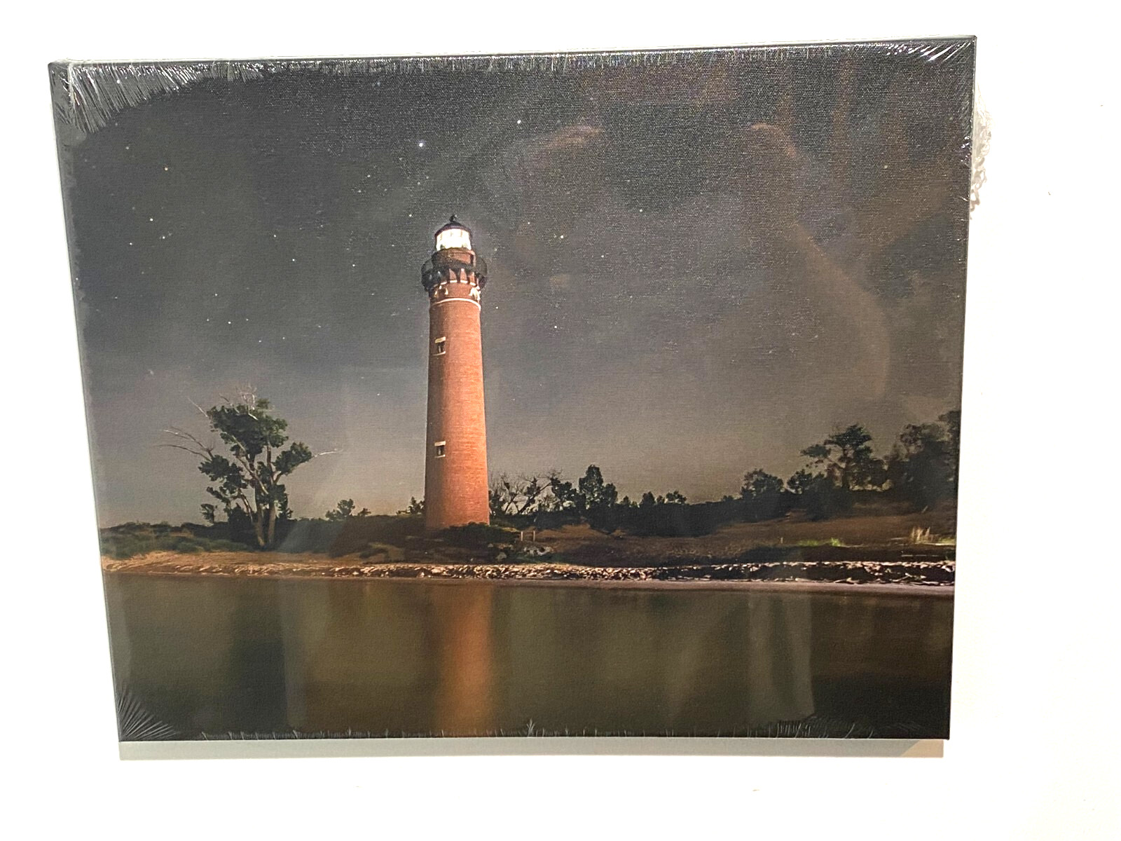 Little Sable Point Lighthouse 16″ x 20″ Nighttime Photograph Printed on Canvas