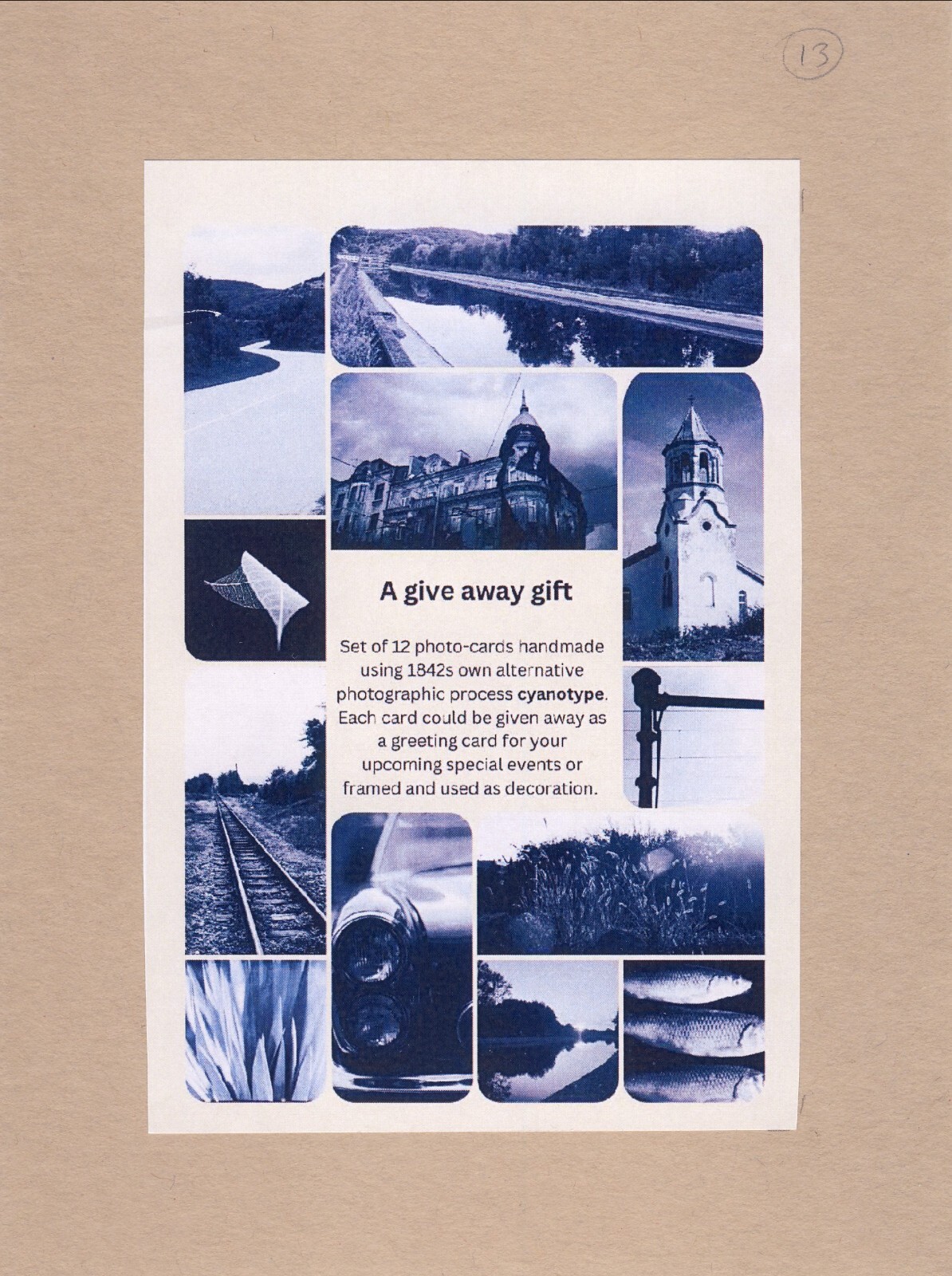 🎁 Set 13: All Handmade Photographic Cyanotype Greeting Cards Set of 12pcs 🎁