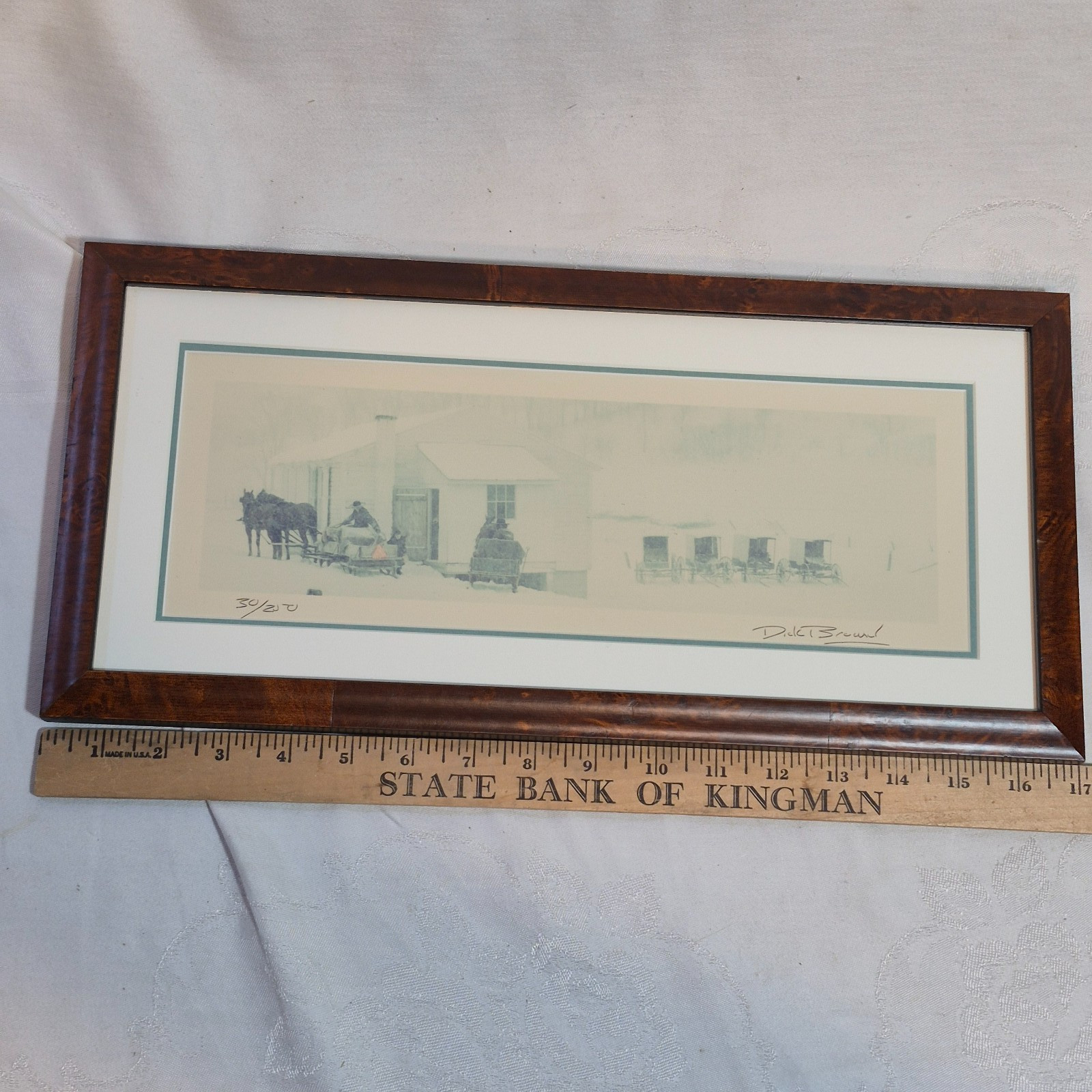 Dick Brown Amish Photo Signed Limited Edition in Walnut Frame Under Glass