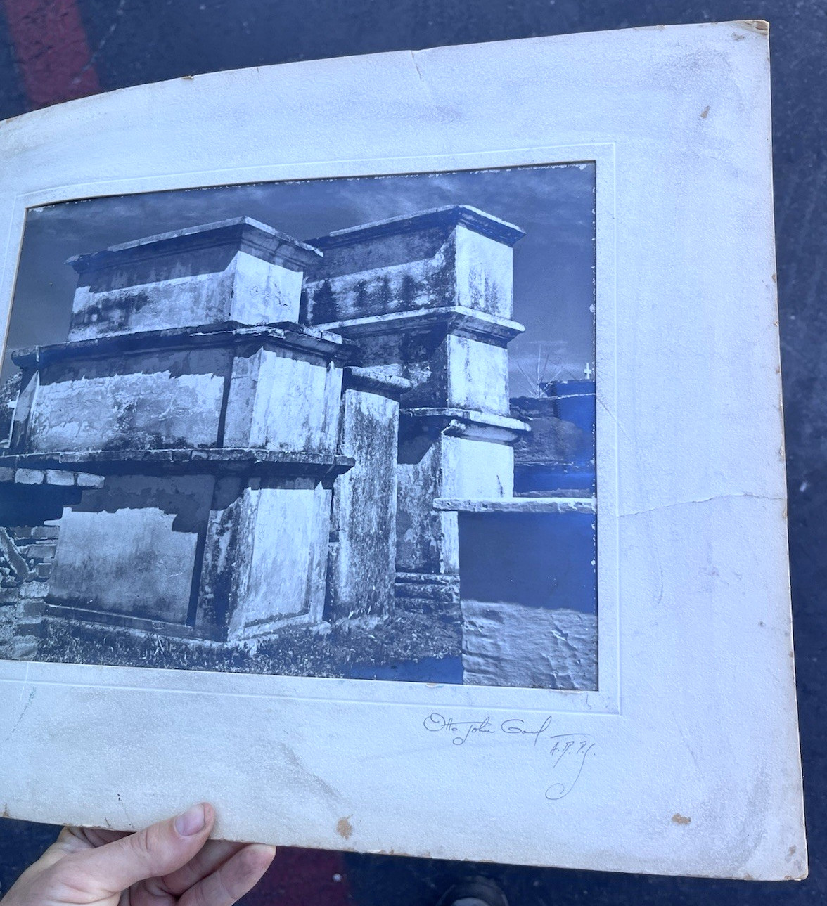 Otto John Gaul Signed Temple of the Frescoes Tulum Mexico Cyanotype Photograph