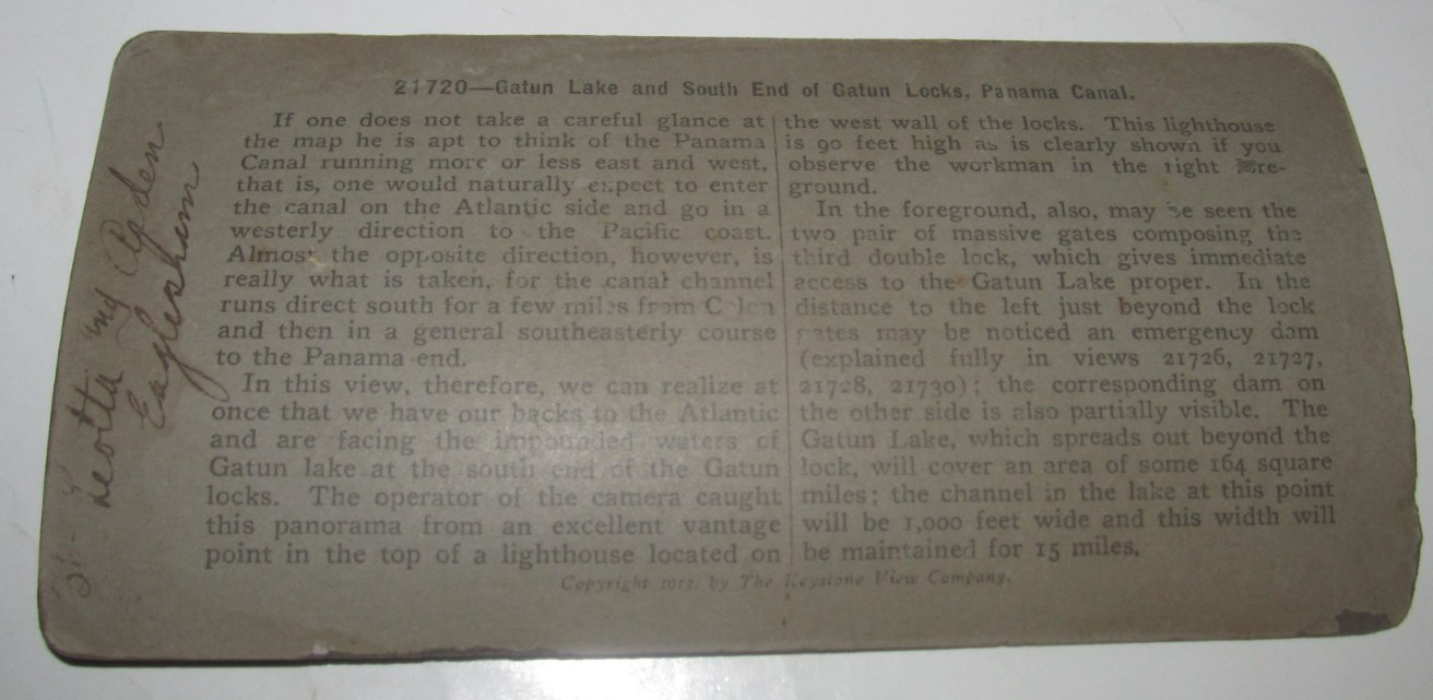 Antique Stereo Scope View Picture Slide Panama Canal (WSC3)