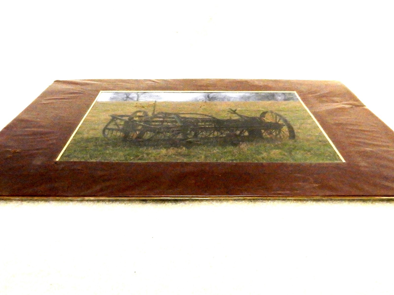 Matted Amish Photography Print, Wade Wilcox, Horse Drawn Hay Rake, Vintage Art