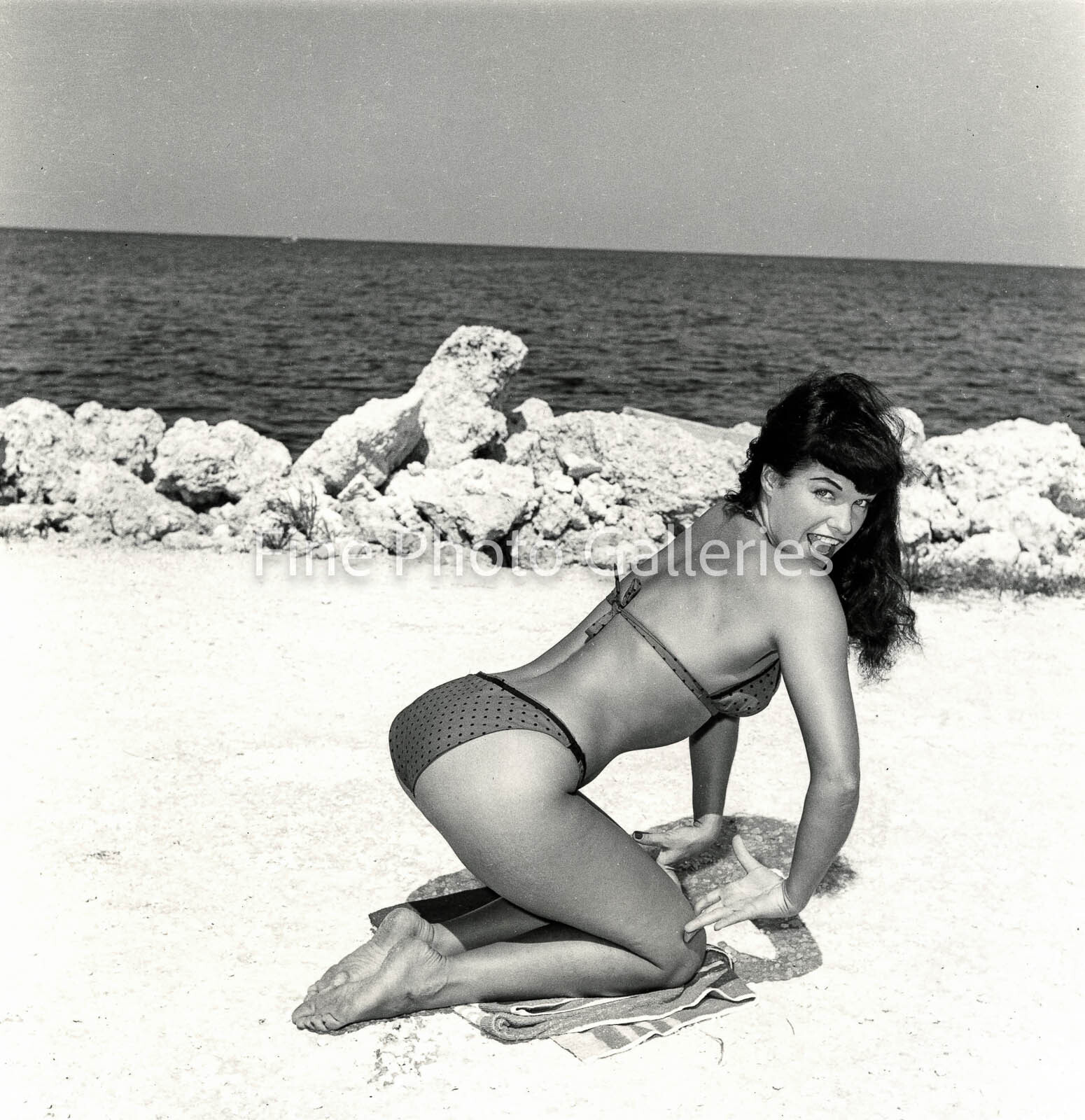 1954 Vintage BETTIE PAGE By BUNNY YEAGER Key West Original Stamped Silver Photo