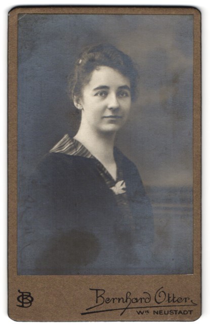 Photograph Bernhard Otter, Wr. Neustadt, Bahngasse 44, young lady with striped