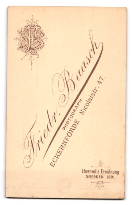 Photograph Friedr. Baasch, Eckernförde, Nicolaistr. 47, Portrait of a Man M