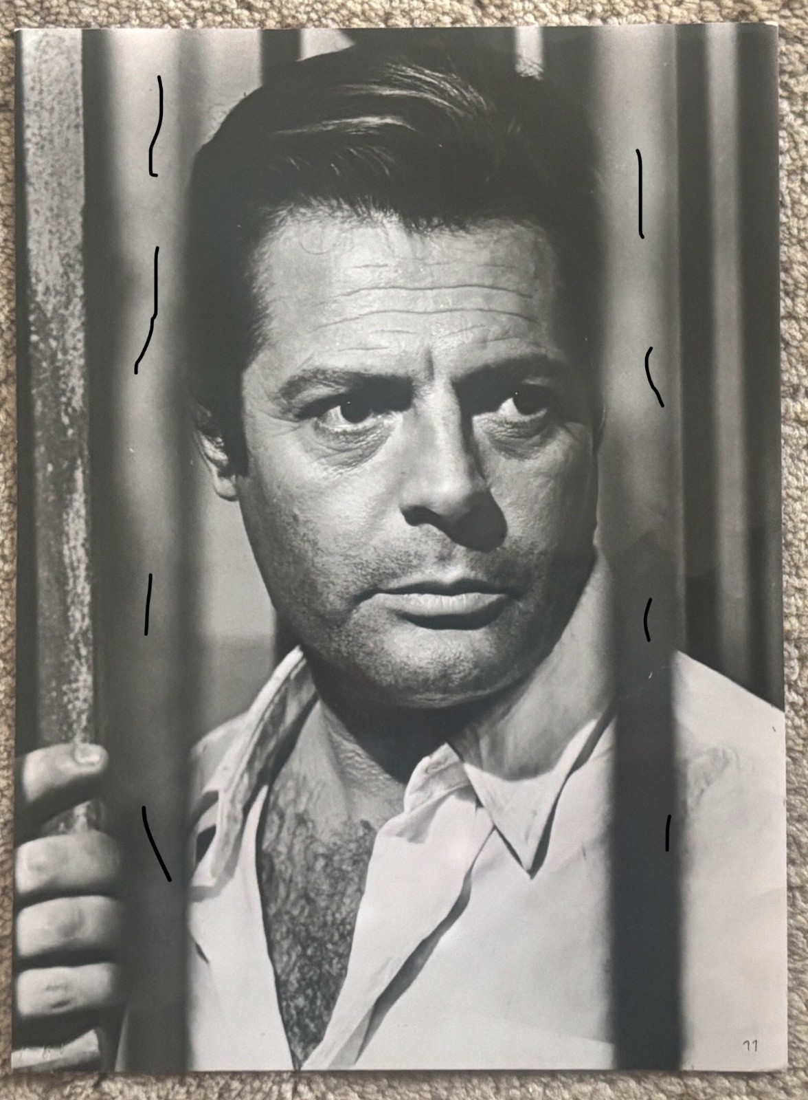 23×17 Vintage Archive Photo 1970 Marcello Mastroianni “The Stranger”