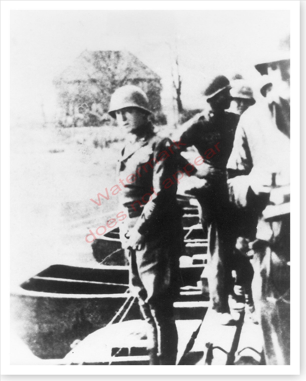 General George Patton Urinating In Rhine River Pair Of WWII 8 x 10 Photos