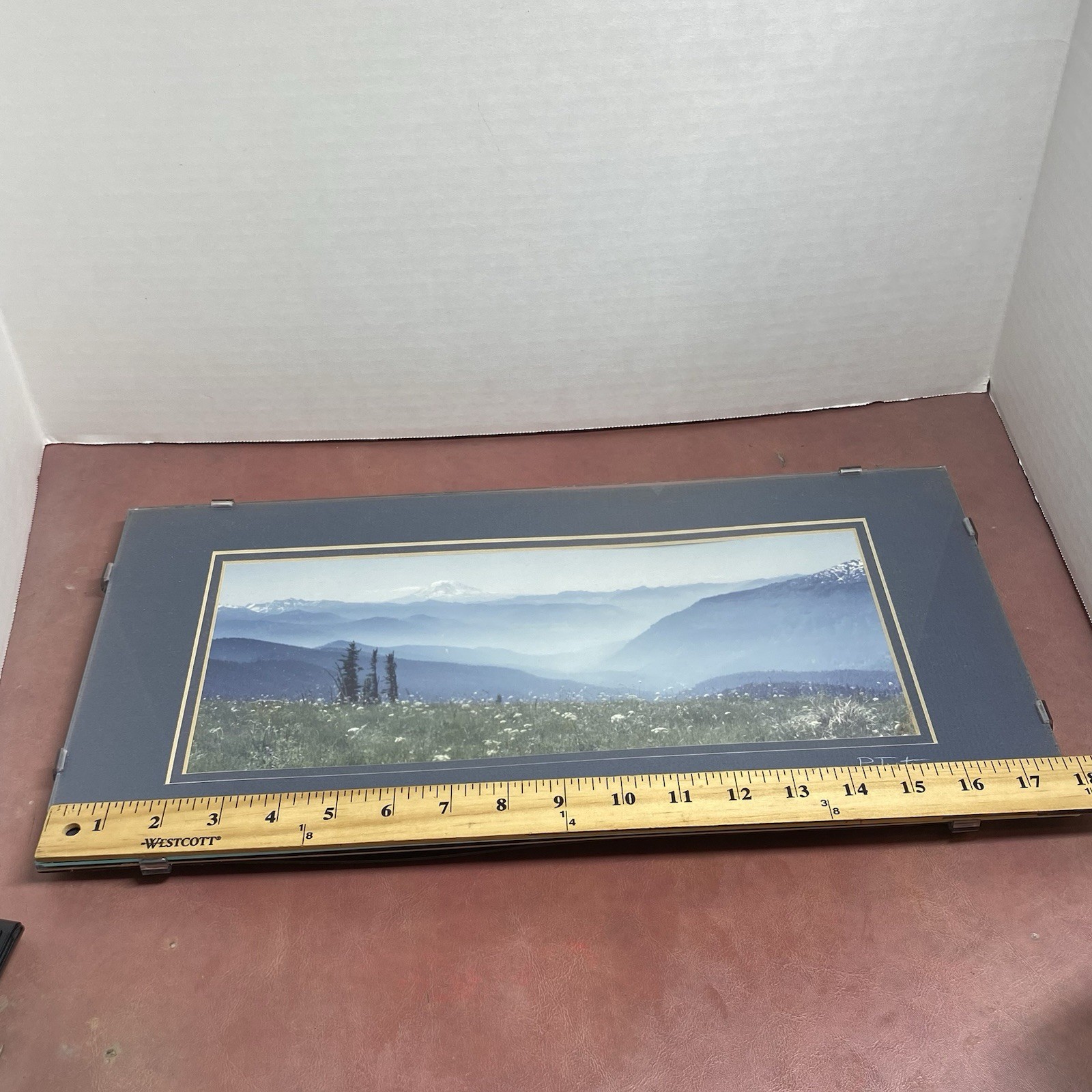 Paul Tweten Photography Mt Hood 1986 9×18 Matte Glass Framed Wall Hanging Signed
