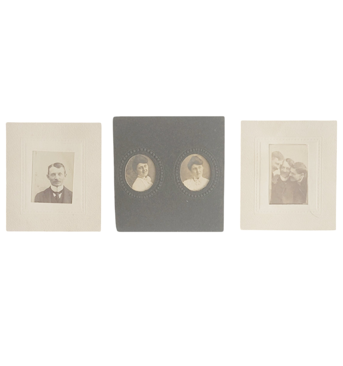 Bowman Family Blanche Fred Ralph Small Gelatin Silver Print Card Mounted Photo