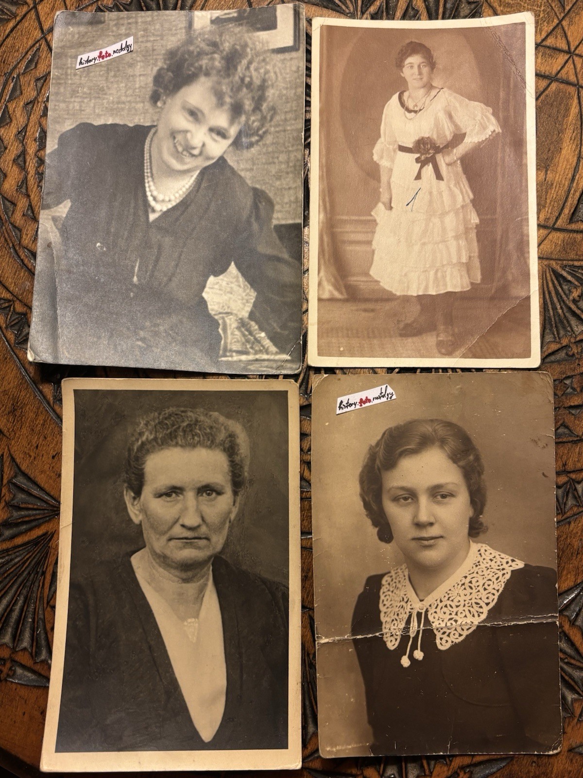 ❤️Bundle 4 Photos Woman Girl Portrait Dress 30s 40s 1944 WW2 Dedications 9×13