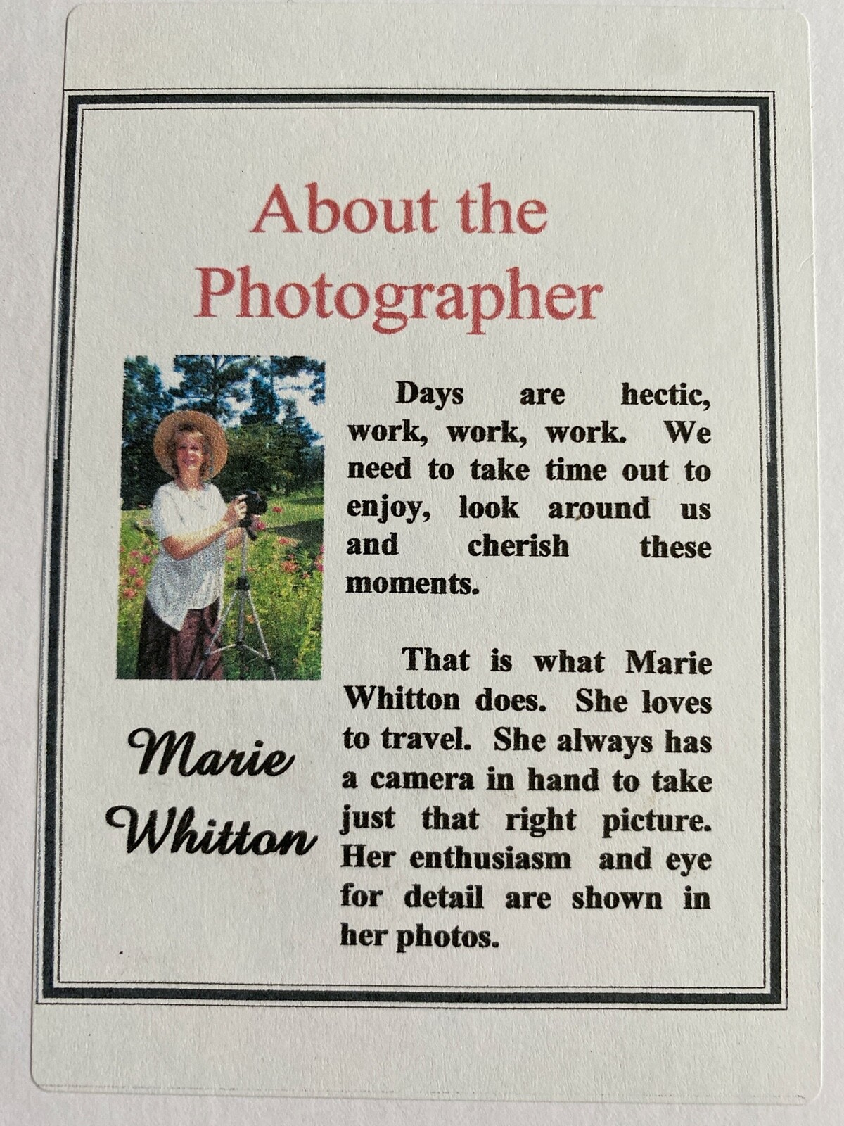 11 X 14 Photo in matte – signed by photographer Marie Whitton- GLACIER NAT PARK
