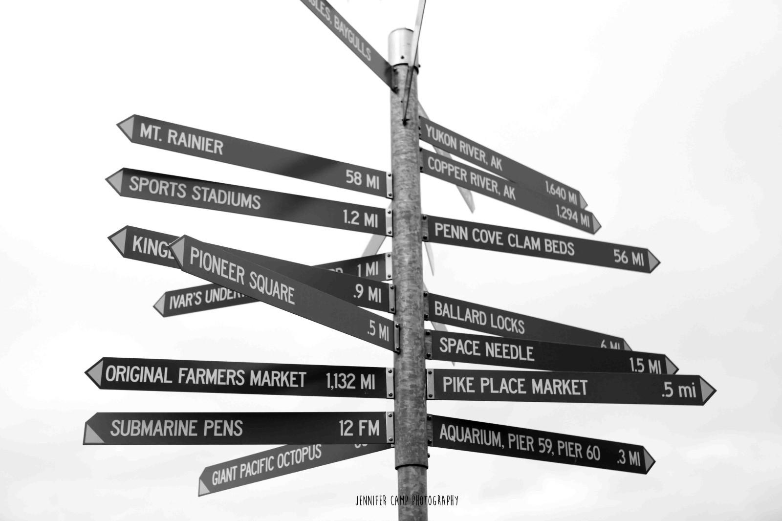 Seattle Washinton Arrow Signs – Travel, Wall Art, Bar Art Photography Print