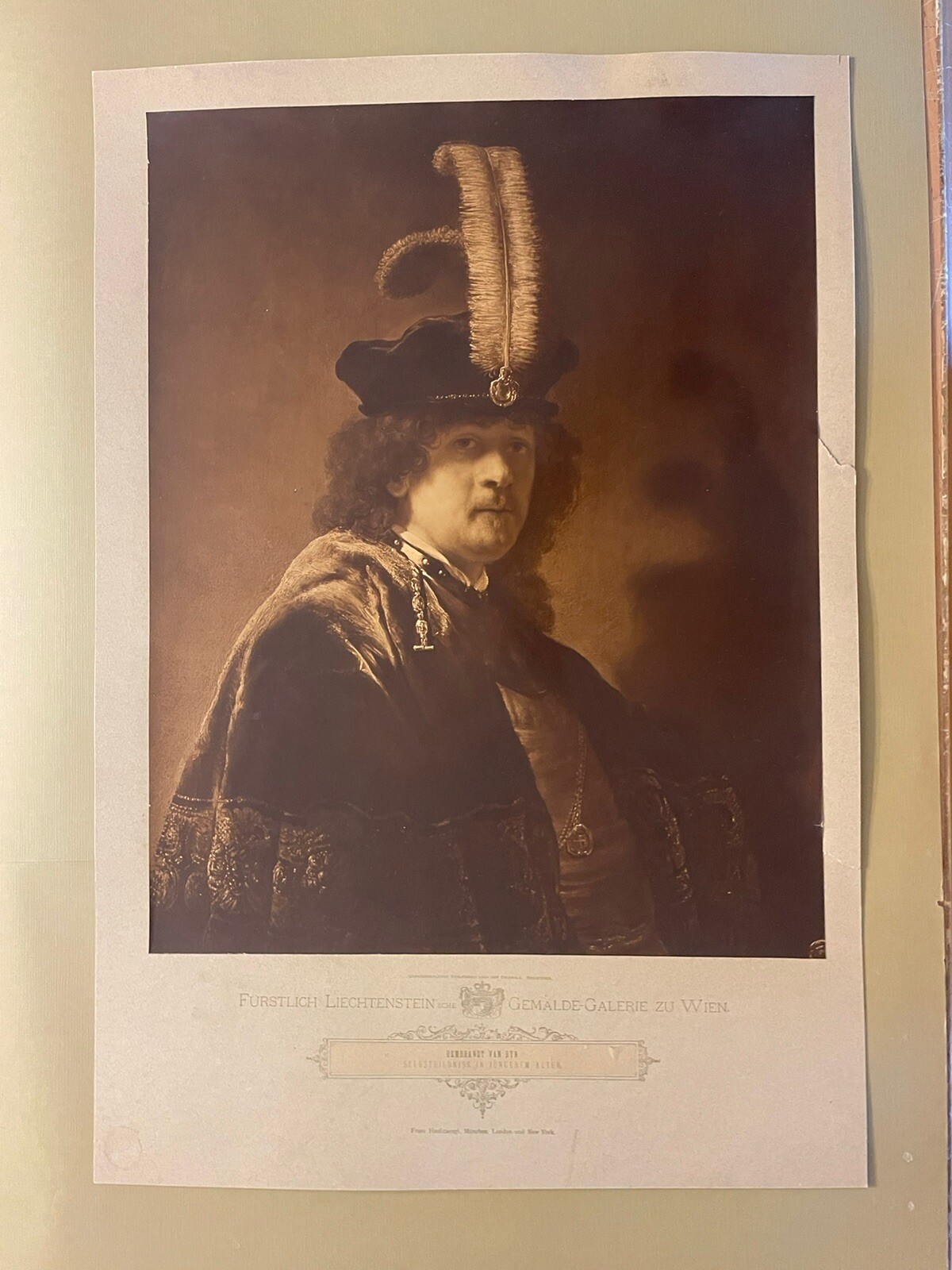 Large Photo Rembrandt Self Portrait By Austrian Franz Hanfstaengl