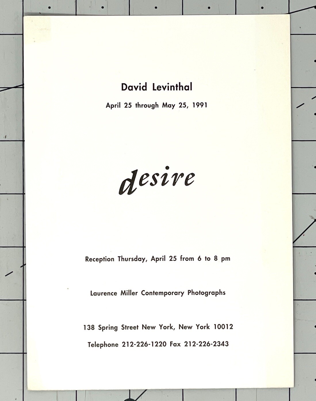 David Levinthal (b. 1949) Art Announcement Card 1991 – Desire