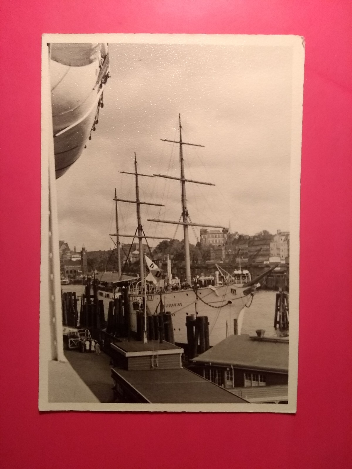 Altes Foto antik Schiff Segelboot Hamburg Hafen boat nice ship old Photo