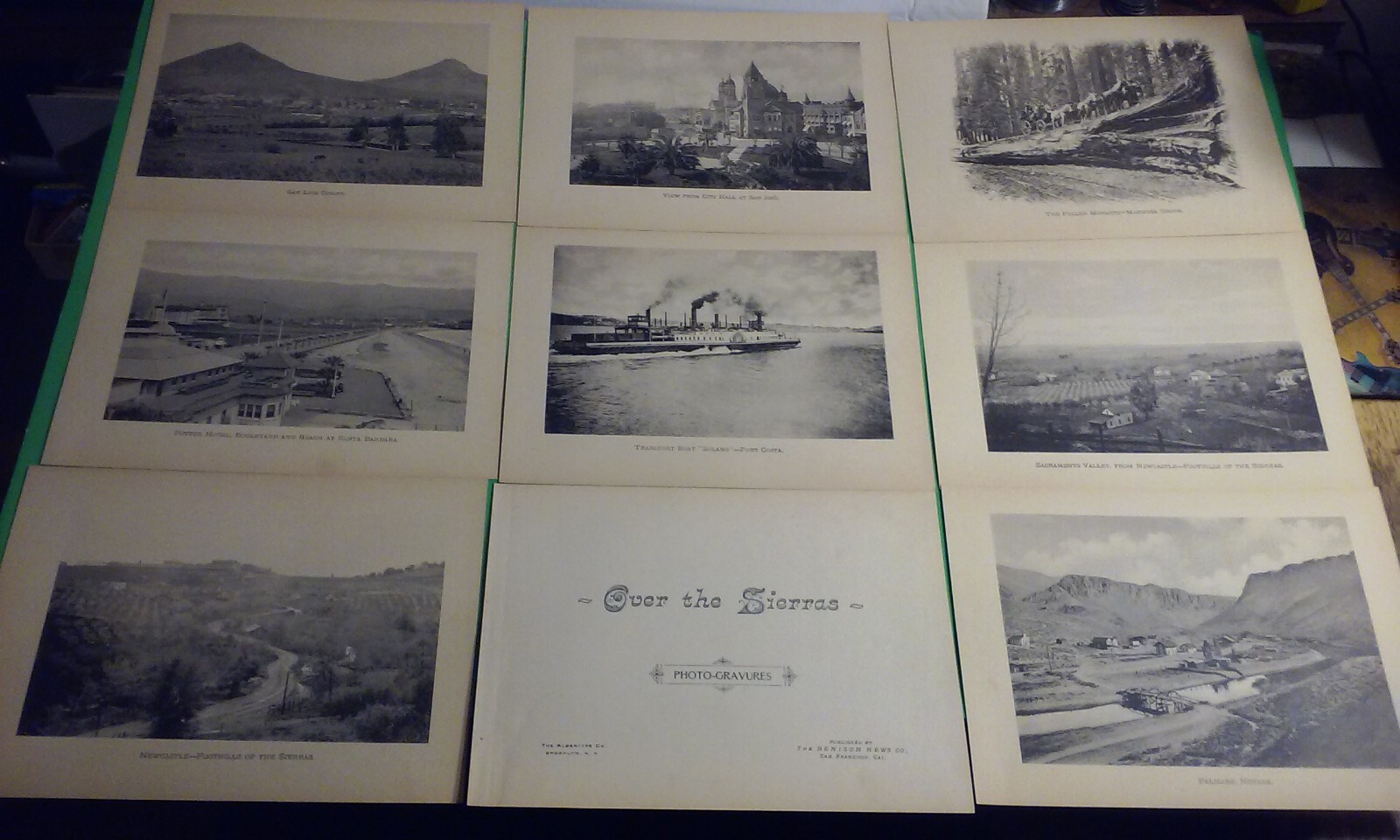 Lot 8 Vintage Photo-Gravure Prints “Over The Sierras” Views 7 x 5″ Frameable