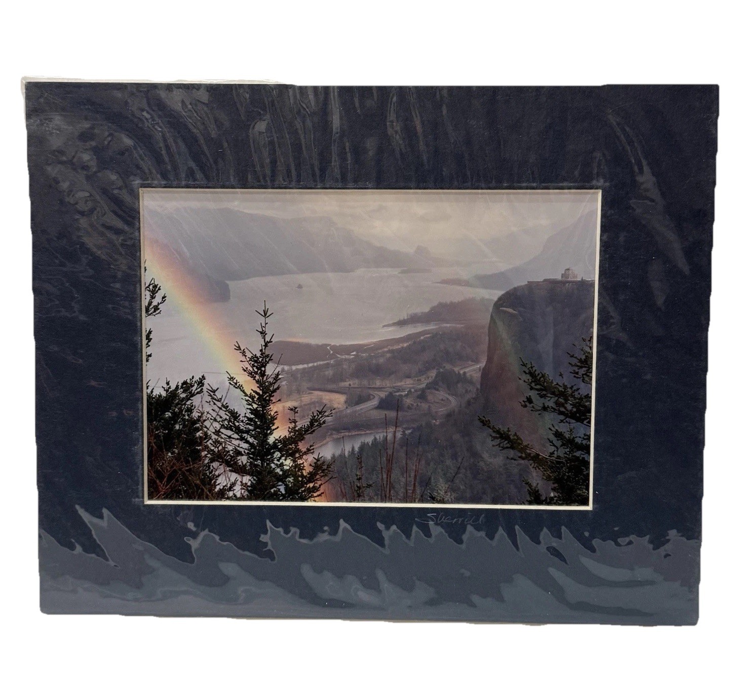 VTG Sherrill SIGNED Matted Photo 8×10 Double Rainbow Columbia Gorge Vista House