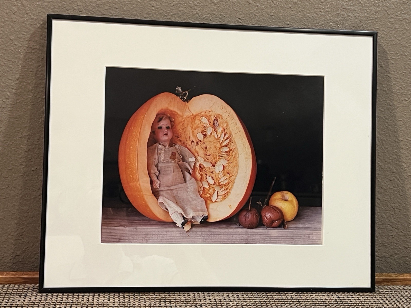 Karen J. Zink Color Still Life Photograph Pumpkin Doll Fruit Matted Framed
