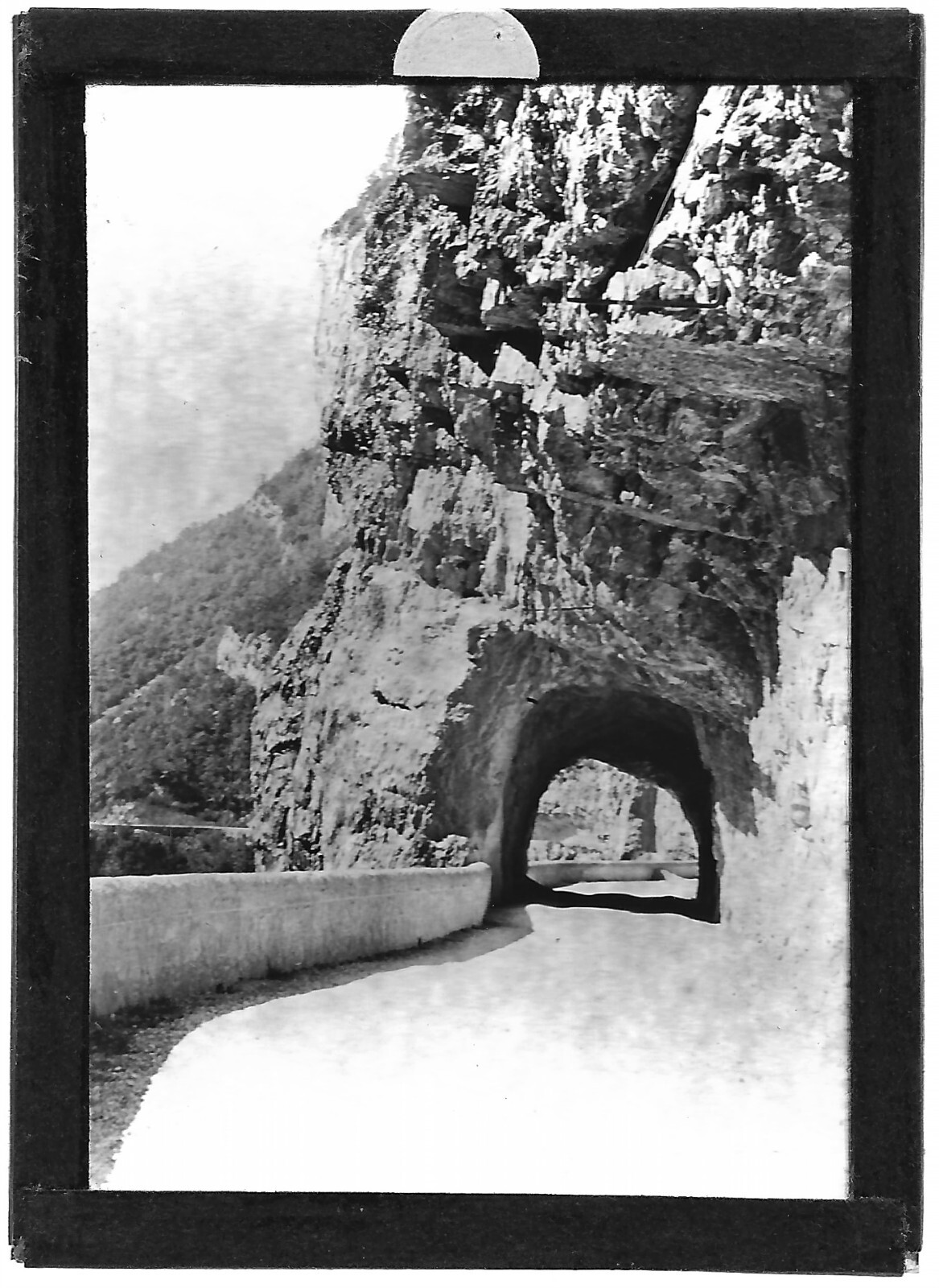 Old Black And White Photo Glass Plate 6X9 CM Vercors Tunnel Road
