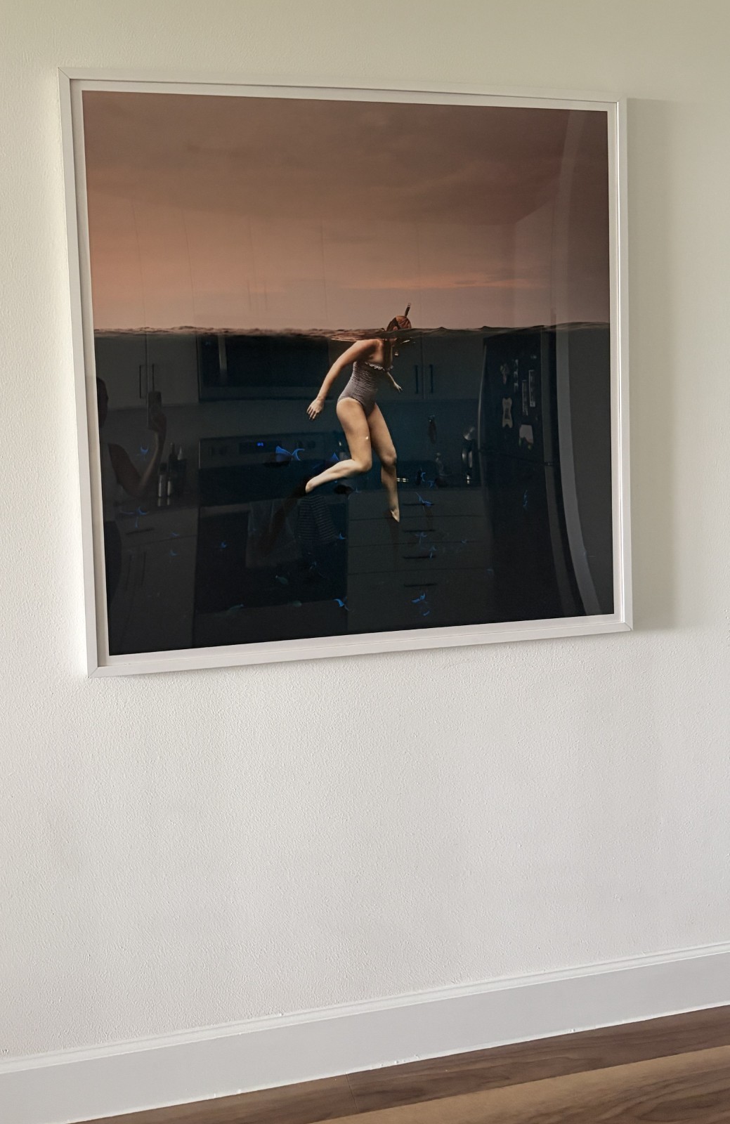 Large Framed Fine Art Photography – Girl Snorkeling in the Indian Ocean – Fish