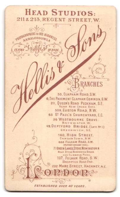 Photograph Hellis & Sons, London, 30 Clapham Road, Young Miss with Glasses