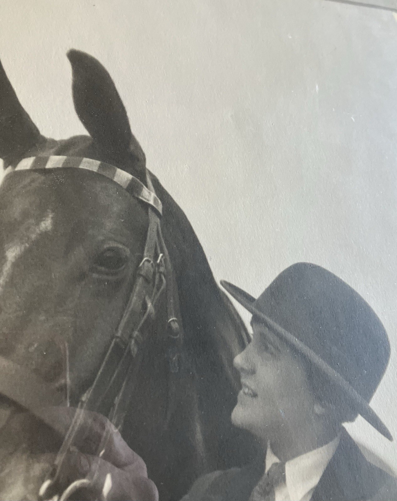 vintage LF Redman Detroit photograph large framed Horse Rider woman hat gloves