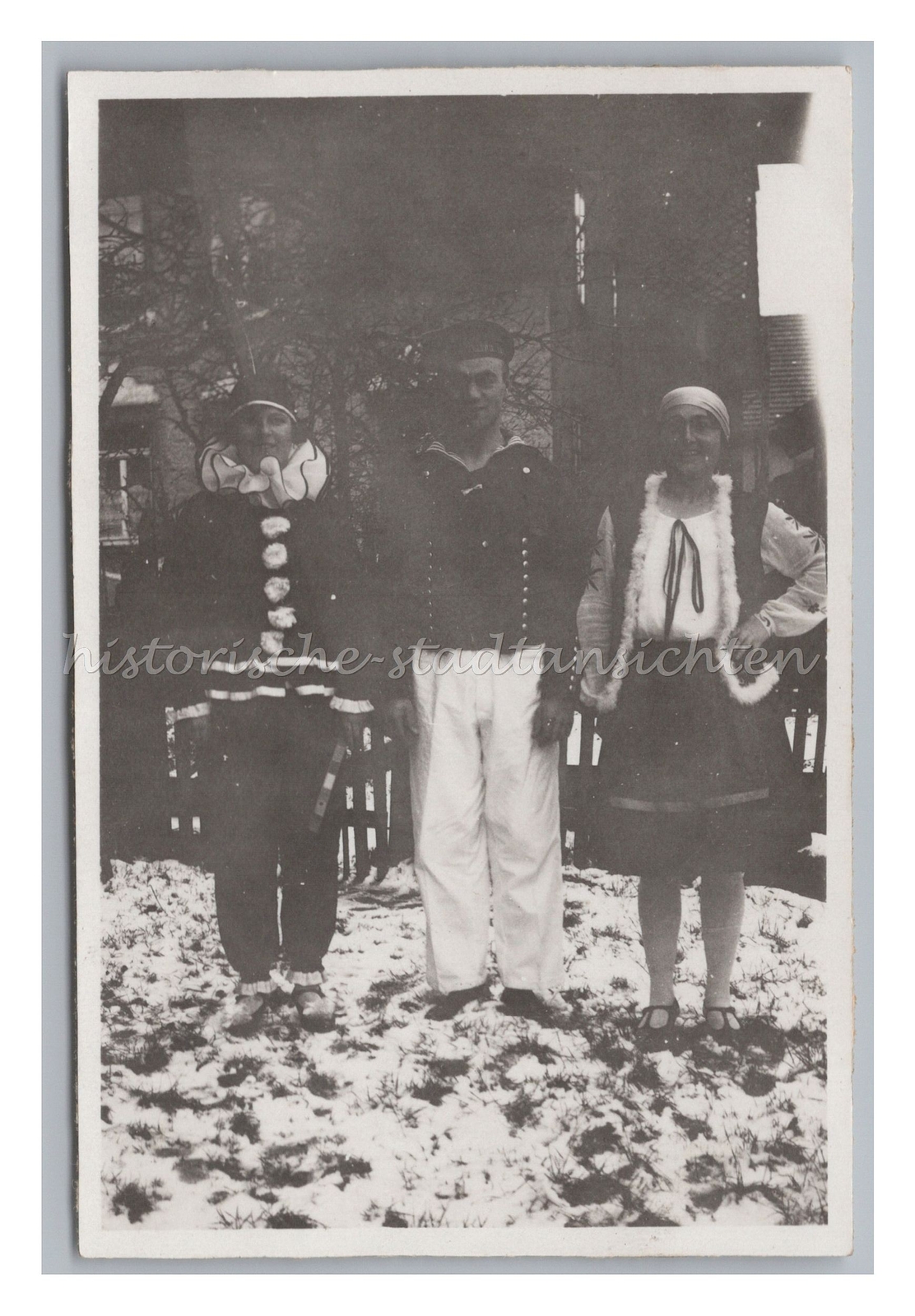 Man & Women at Carnival 1930 – Fancy Dress Snow Winter – Vintage Photo