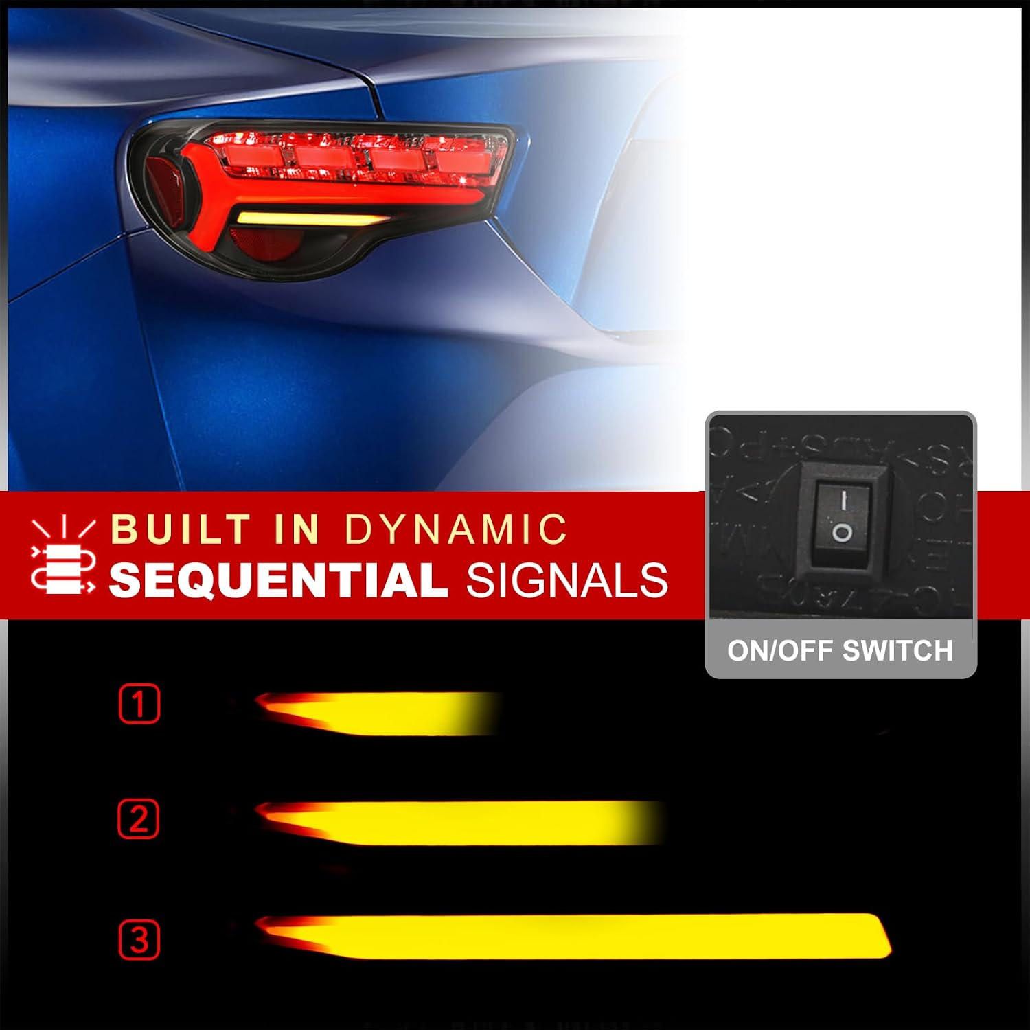 JDM Sequential Signal LED DRL Tail Lights Brake Lamps Stop Assembly Pair Set Com