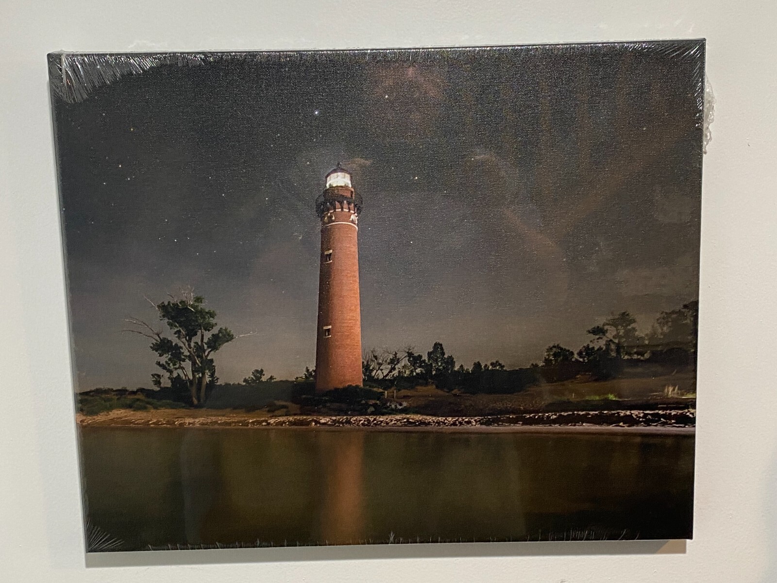 Little Sable Point Lighthouse 16″ x 20″ Nighttime Photograph Printed on Canvas