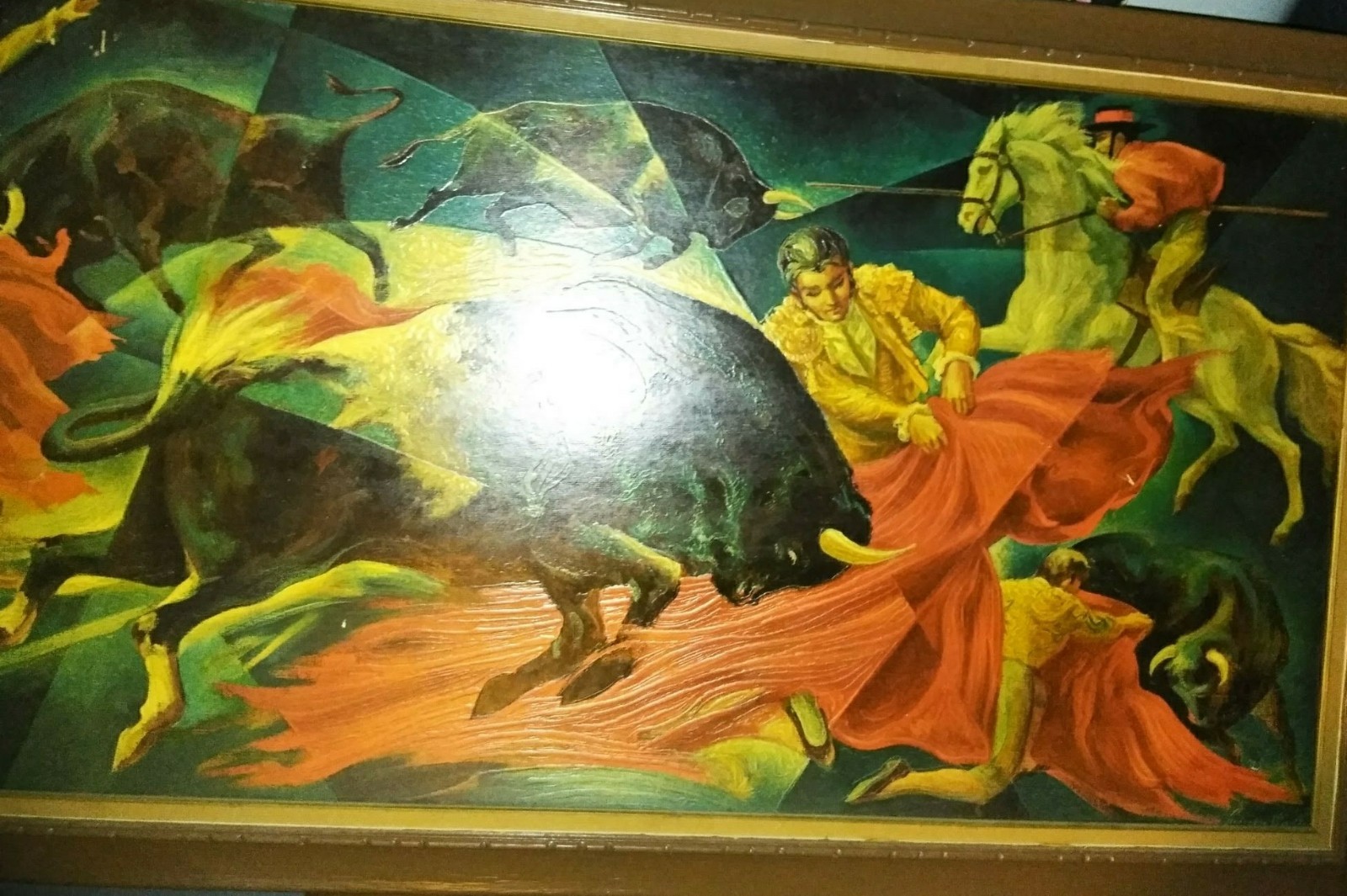 Vintage oil painting signed framed Crest Art manufacturer. P555 cb602-860