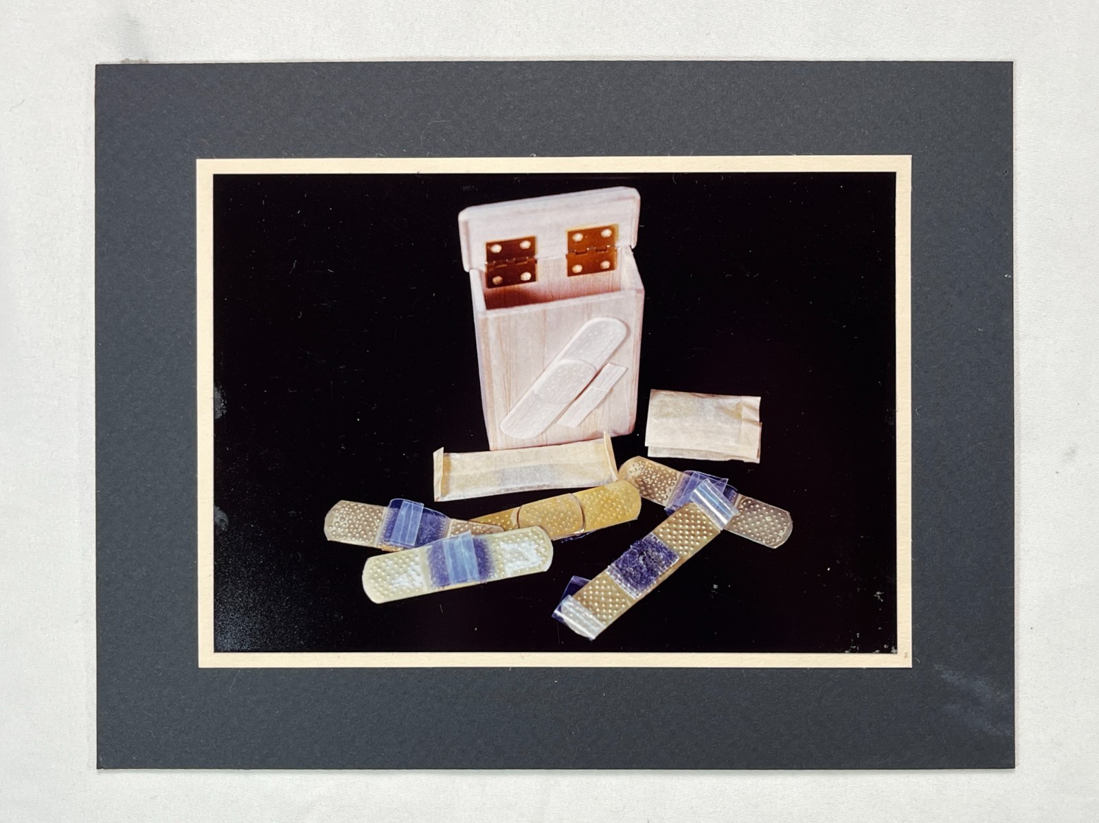 Vintage Amateur Color PHOTO ART – Medical Bandages Still Life – Matte Board OOAK