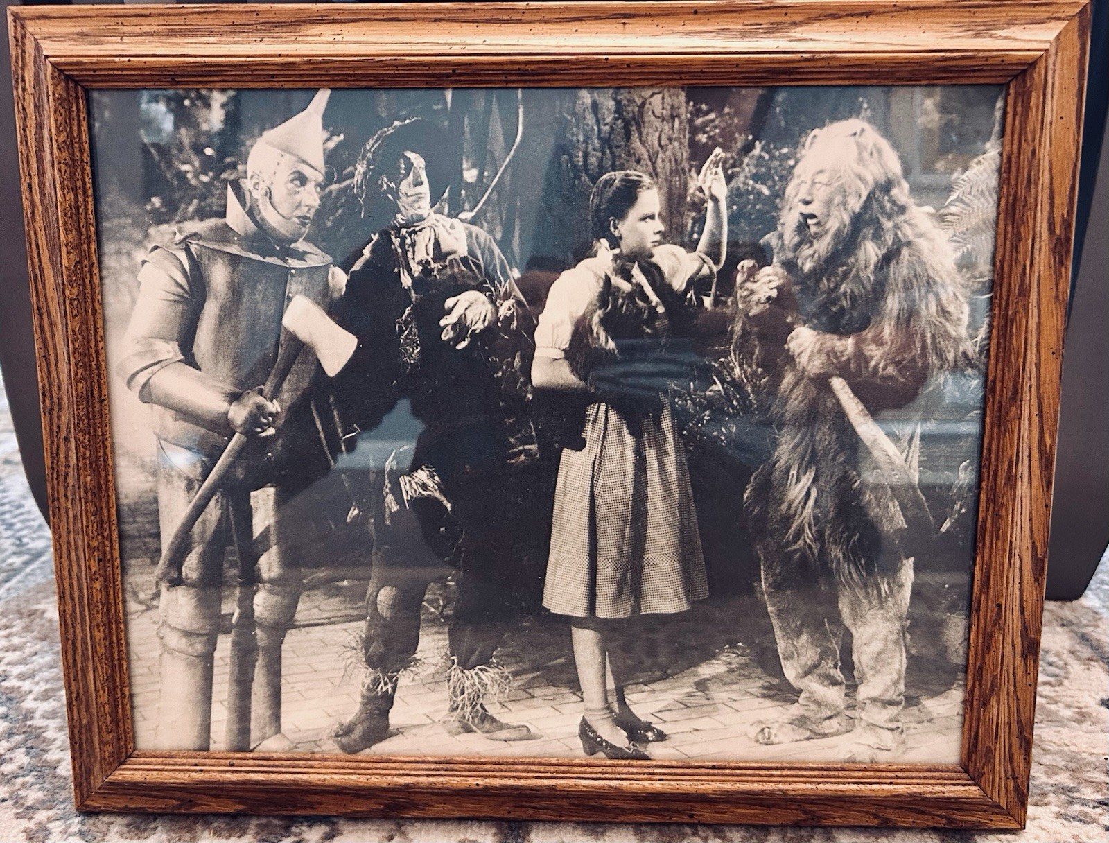 Wizard of Oz Dorothy, Tin Man, Lion & Scarecrow B&W Photo Framed By Windsor Art