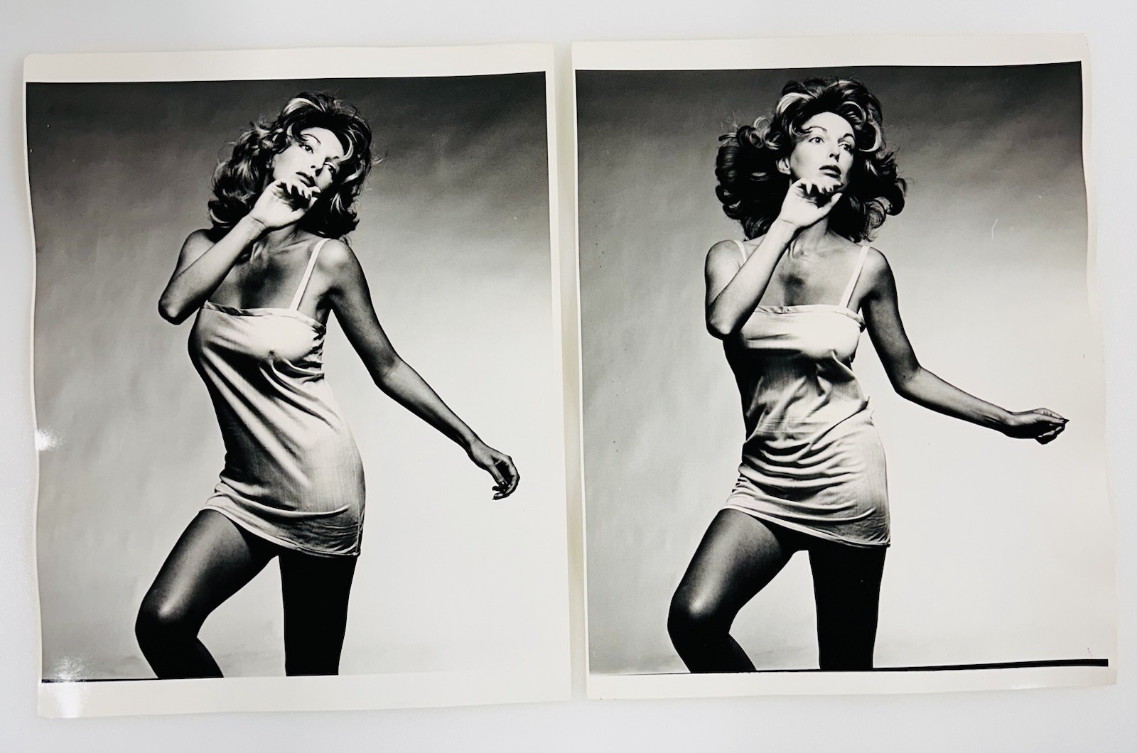 Original 1970’s Woman Modeling Mini Dress Portfolio Photo 8×10 Fashion Qty 2